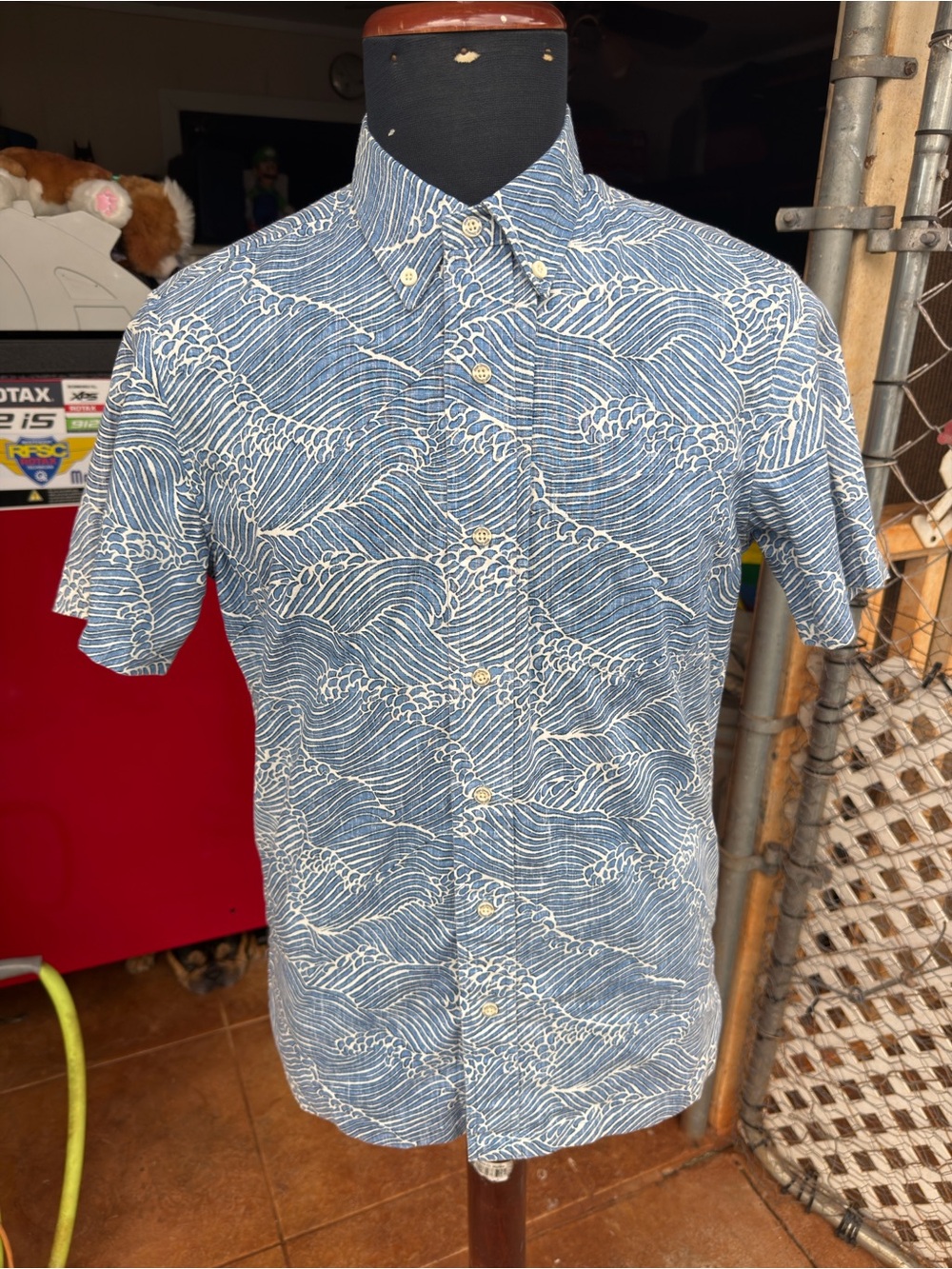 PreOwned Reyn Spooner Blue Hawaiian Print Full Button Men's XS